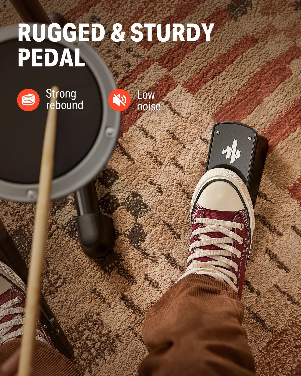 Electric Drum Set for Beginner with 180+ Sounds, Quiet Mesh Kid Child Students Electronic Drum Kit with Heavy Duty Pedals, On-Ear Headphones, DED-80 Gray